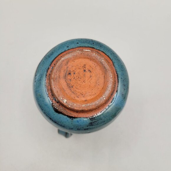 Handmade Blue Pottery Mini Jug Vase With Handle Artist Signed 4 Inch - Picture 6 of 9